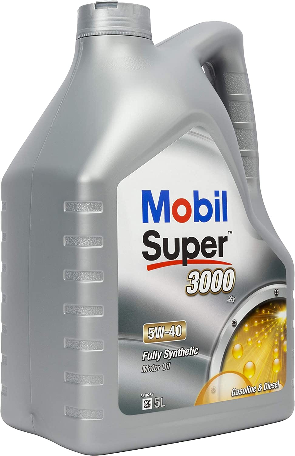 A gallon of mobil super 3000 engine oil.